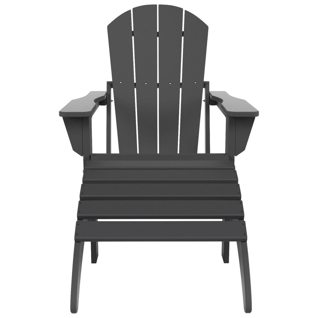 Polytrends Laguna Hdpe All Weather Outdoor Patio Foldable Adirondack Chair With Ottoman (2-Piece Set)