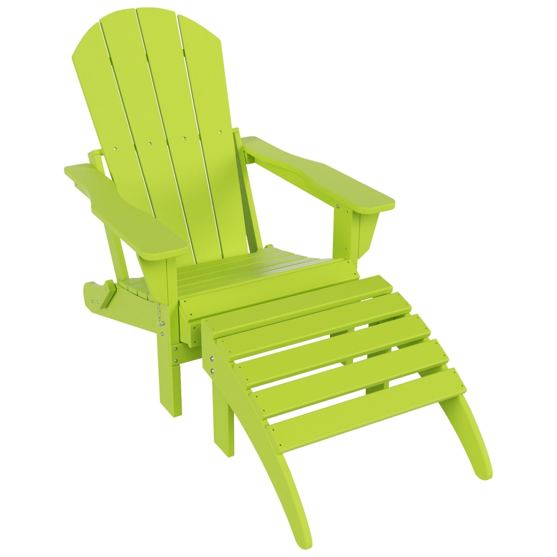 Polytrends Laguna Hdpe All Weather Outdoor Patio Foldable Adirondack Chair With Ottoman (2-Piece Set)