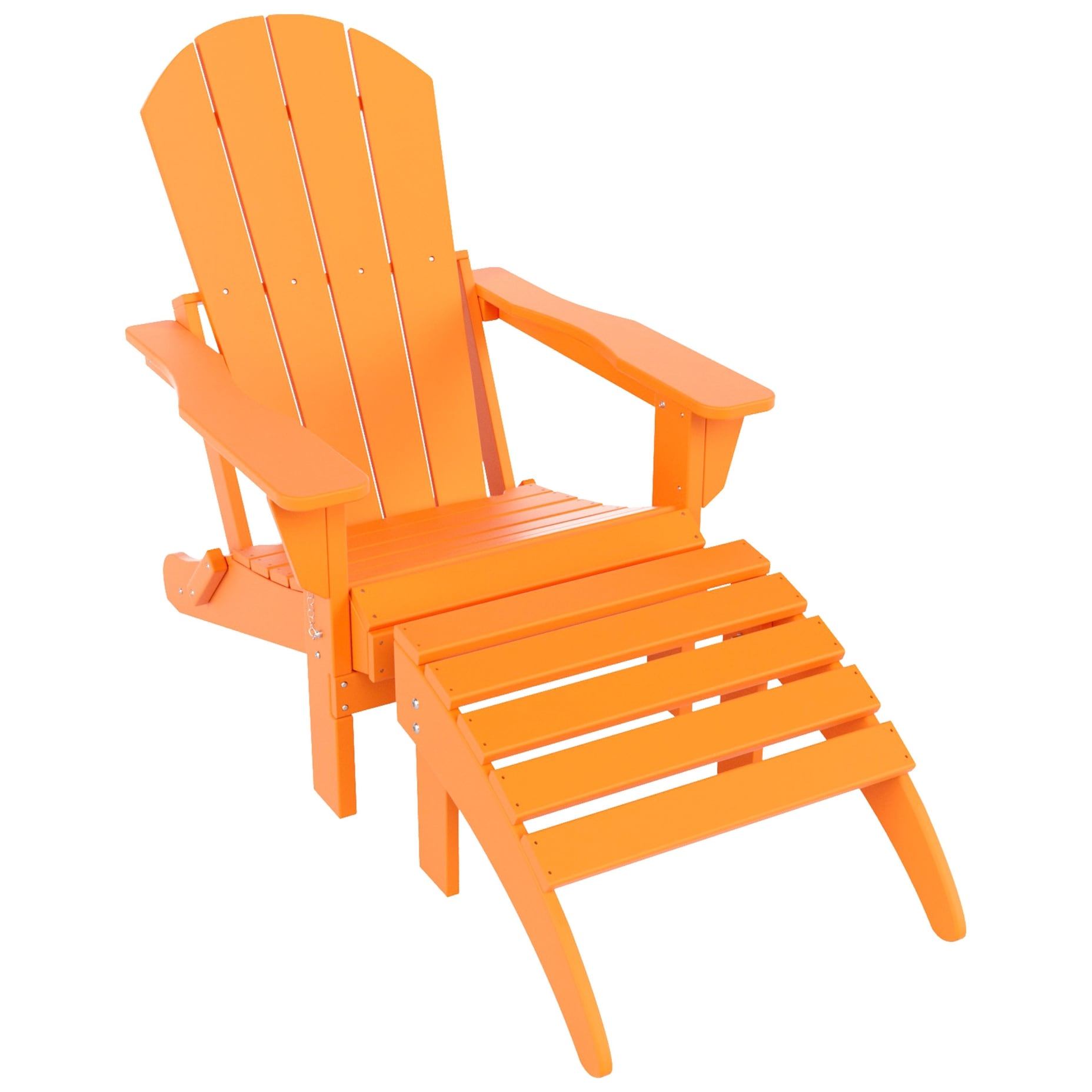 Polytrends Laguna Hdpe All Weather Outdoor Patio Foldable Adirondack Chair With Ottoman (2-Piece Set)