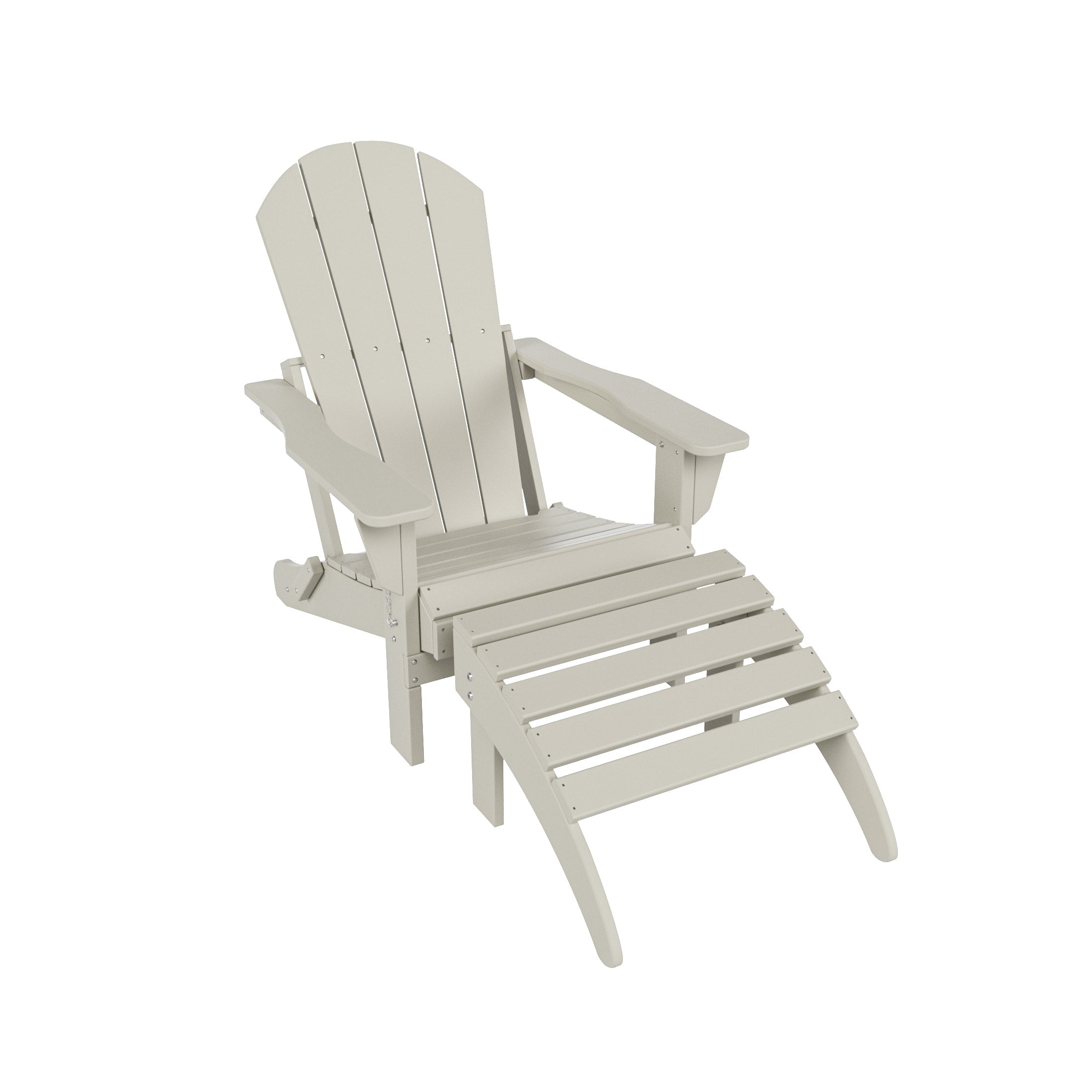Polytrends Laguna Hdpe All Weather Outdoor Patio Foldable Adirondack Chair With Ottoman (2-Piece Set)