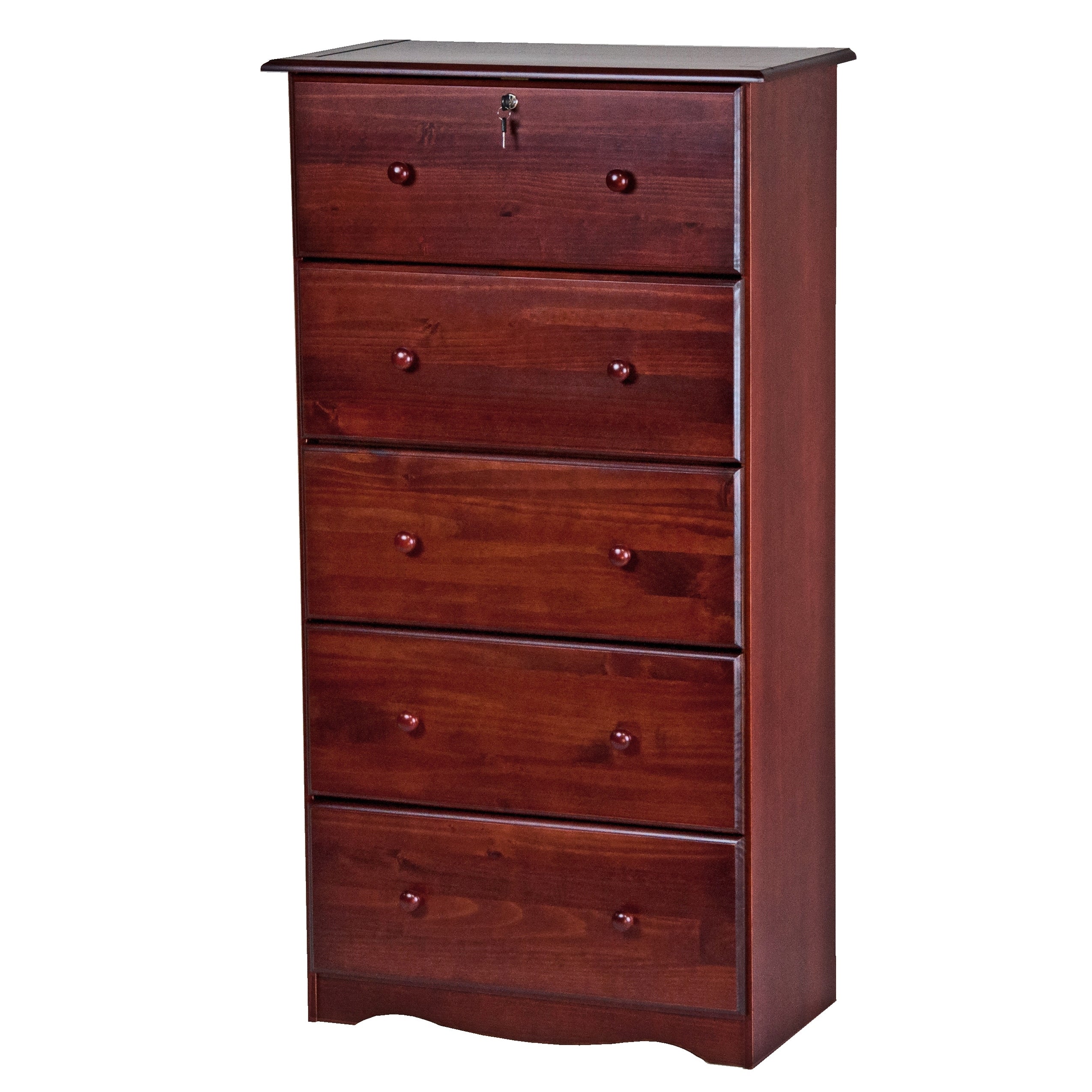 Palace Imports 100% Solid Wood 5-Jumbo Drawer Chest with Lock, Metal or Wooden Knobs