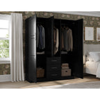 Palace Imports 100% Solid Wood Cosmo 3-Door Wardrobe Armoire with Solid Wood or Mirrored Doors