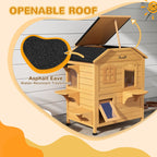 PawHut Fir Wood 2-Story Outdoor Cat House, Wooden Feral Cat Shelter with Openable Asphalt Roof for Indoor/Outdoor, White / Grey