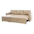 Reversible Sectional Sofa with Pull-Out Sleeper Bed, Hidden Storage Chaise, Durable Legs,
