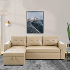 Reversible Sectional Sofa with Pull-Out Sleeper Bed, Hidden Storage Chaise, Durable Legs,