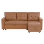 Reversible Sectional Sofa with Pull-Out Sleeper Bed, Hidden Storage Chaise, Durable Legs,