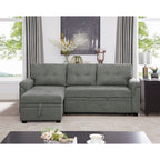 Reversible Sectional Sofa with Pull-Out Sleeper Bed, Hidden Storage Chaise, Durable Legs,