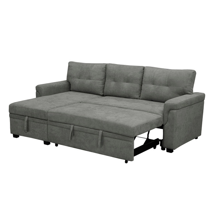 Reversible Sectional Sofa with Pull-Out Sleeper Bed, Hidden Storage Chaise, Durable Legs,