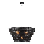 Piersan 5-Light Modern Bohemian Chandelier with Tiered Rattan Shade - 26 in. W