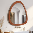 Pine Frame Cobblestone Shaped Asymmetrical Wall Mirror