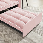Pink Velvet Single Sofa Bed with Adjustable Back