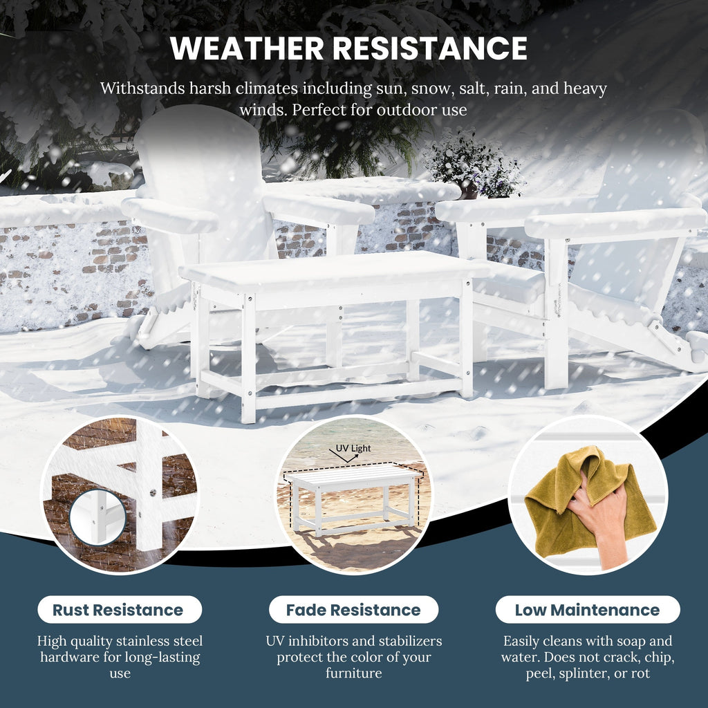 Polytrends Laguna Hdpe All Weather Outdoor Patio Rectangular Coffee Table