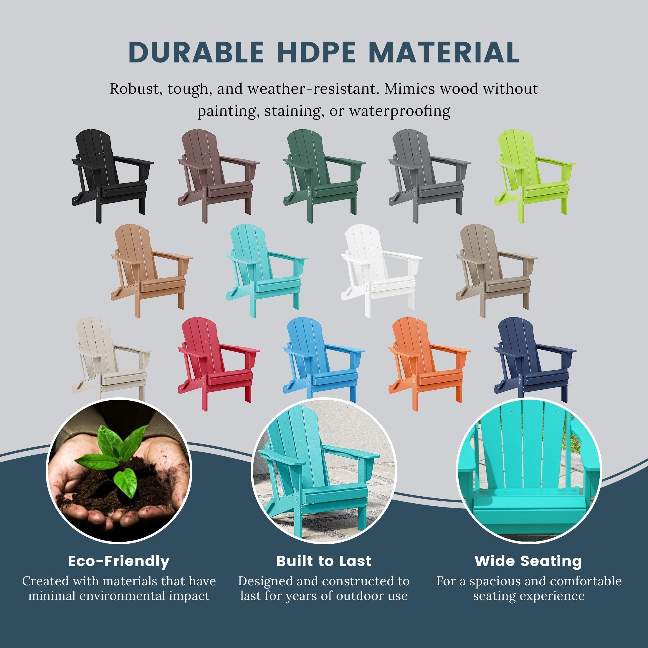 Polytrends Laguna Weather Resistant Outdoor Patio Folding Adirondack Chairs (Set of 2)