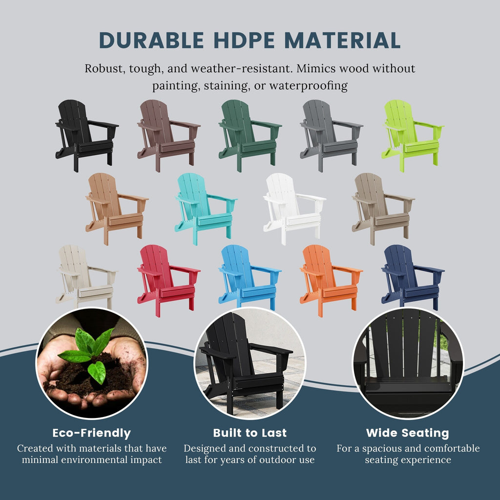 Polytrends Laguna Weather Resistant Outdoor Patio Folding Adirondack Chairs (Set of 2)