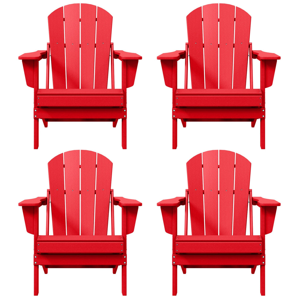 Polytrends Laguna Weather Resistant Outdoor Patio Folding Adirondack Chairs (Set of 4)