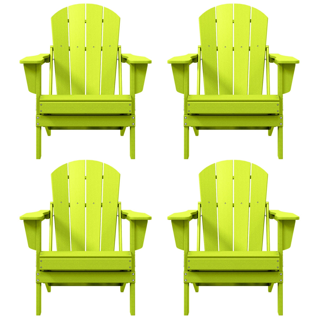 Polytrends Laguna Weather Resistant Outdoor Patio Folding Adirondack Chairs (Set of 4)