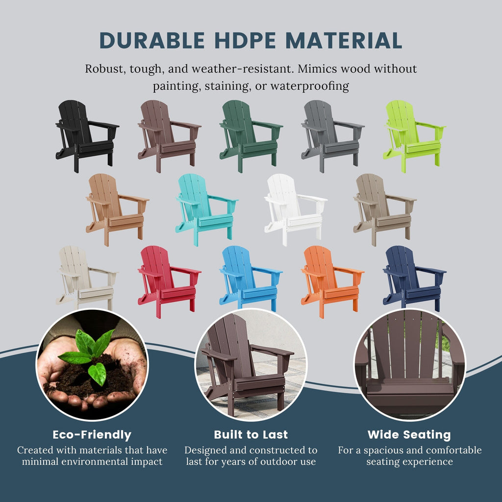 Polytrends Laguna Weather Resistant Outdoor Patio Folding Adirondack Chairs (Set of 4)