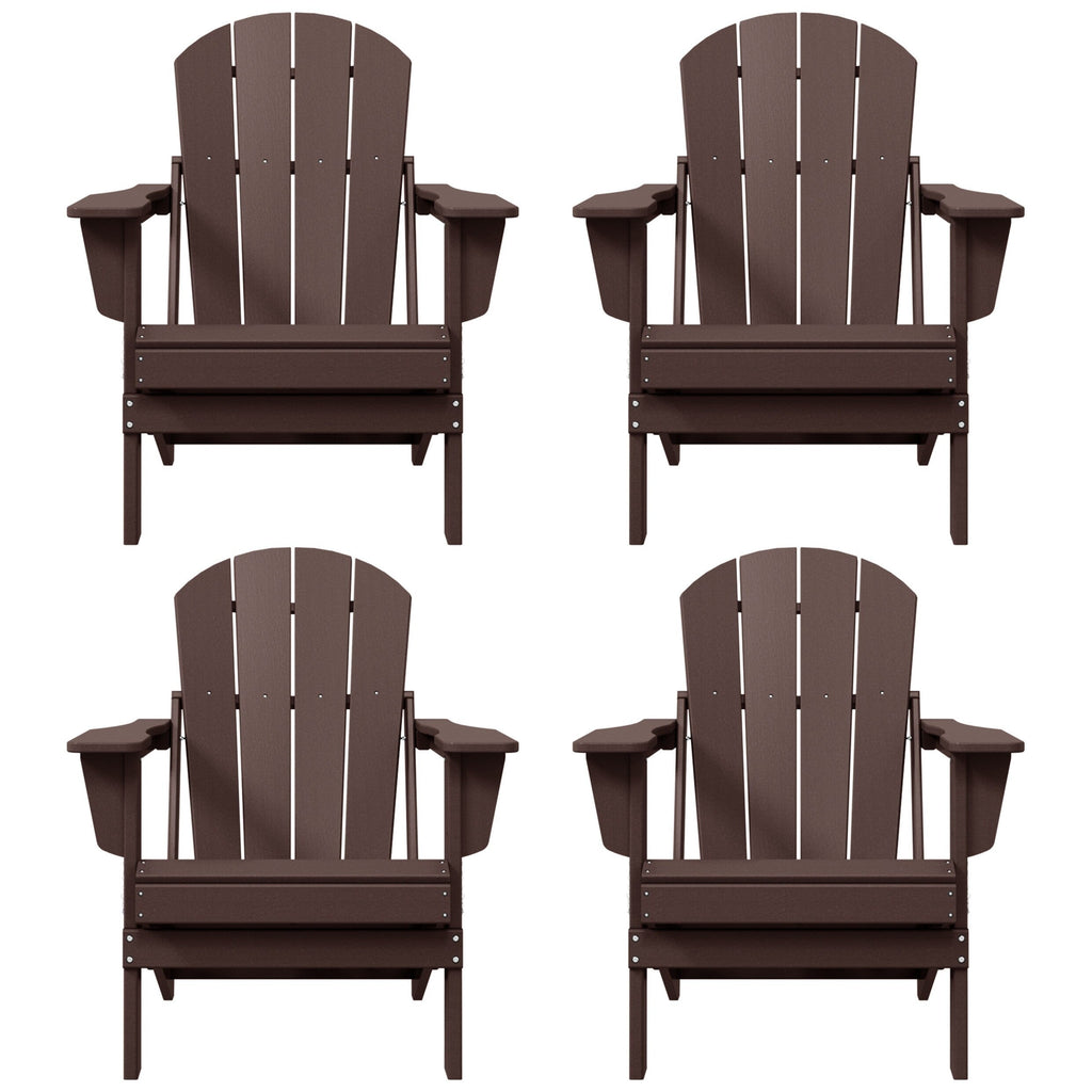 Polytrends Laguna Weather Resistant Outdoor Patio Folding Adirondack Chairs (Set of 4)