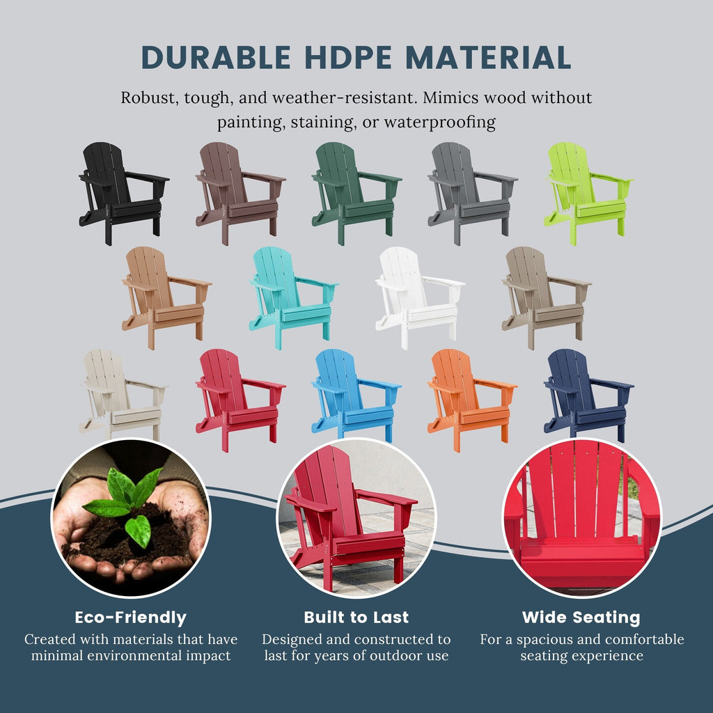 Polytrends Laguna Weather Resistant Outdoor Patio Folding Adirondack Chairs (Set of 4)