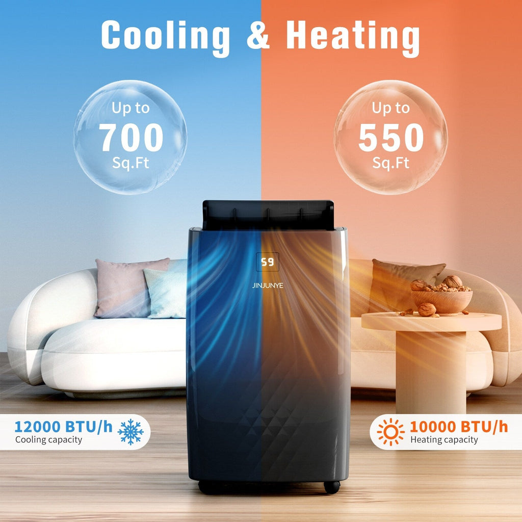 Portable Air Conditioner with Heater – 12000 BTU Cooling & 10000 BTU Heating for Rooms up to 700 Sq.Ft