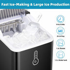 Portable Countertop Ice Maker Machine，26Lbs/24H， Self-Cleaning Home, Low Noise