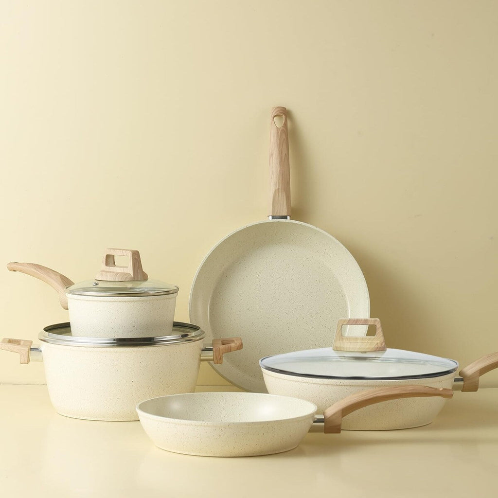 Pots and Pans Set Non stick, Ceramic Cookware Set Nonstick Kitchen Cooking Set w/Frying Pan Saucepan Saute Pan Casserole