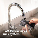 Premium Espresso Machine, 12 Hot/Iced Coffees, LatteGo System, Ceramic Grinder, Black Chrome