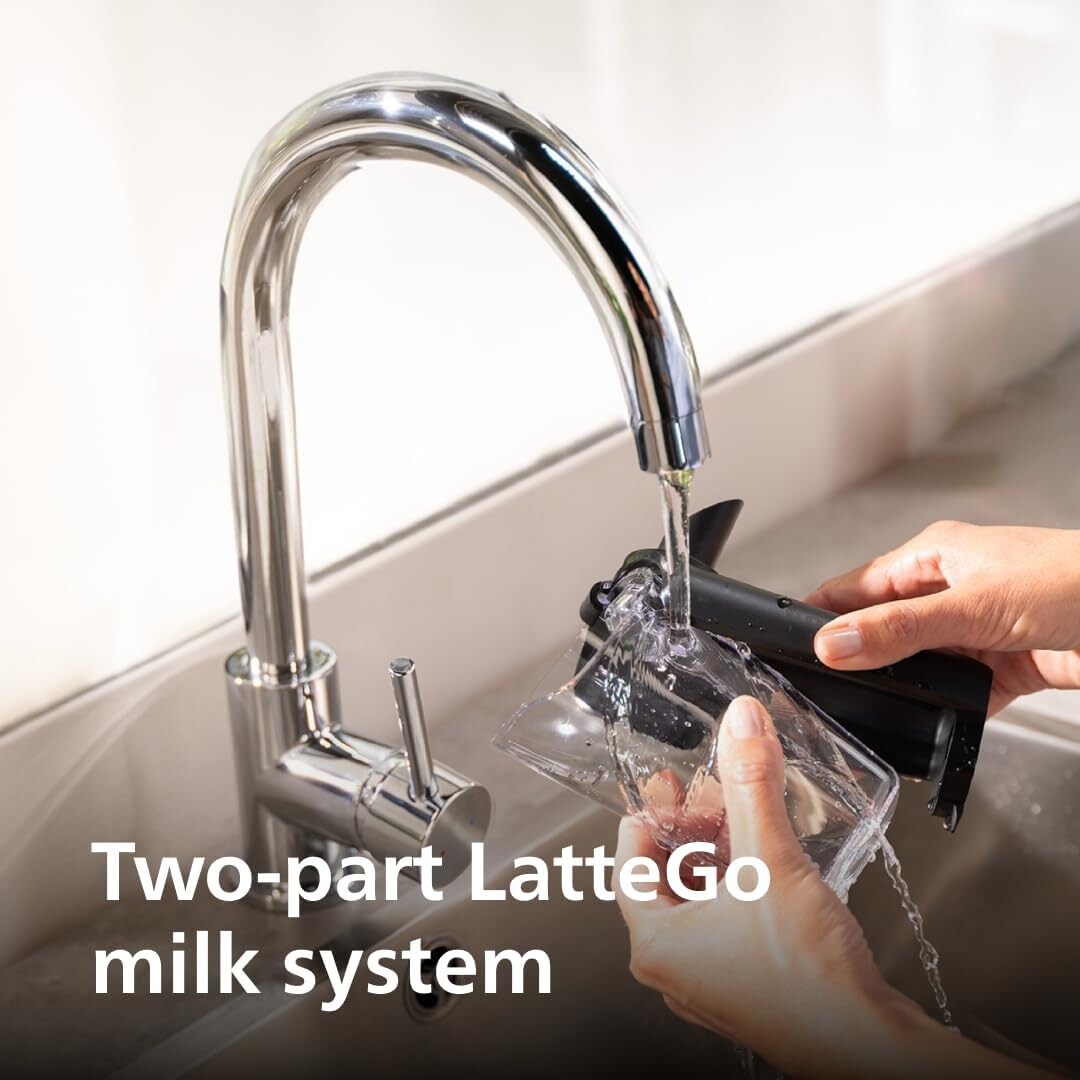 Premium Espresso Machine, 12 Hot/Iced Coffees, LatteGo System, Ceramic Grinder, Black Chrome