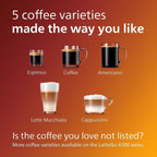 Premium Espresso Machine, 12 Hot/Iced Coffees, LatteGo System, Ceramic Grinder, Black Chrome