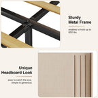 Queen/ Full Vertical Channels Upholstered Bed with Wingback Headboard