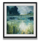 Reflections Edge -Custom Framed Print - blue, white, grey, yellow, green, silver, gold