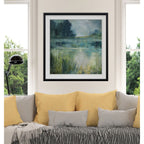 Reflections Edge -Custom Framed Print - blue, white, grey, yellow, green, silver, gold