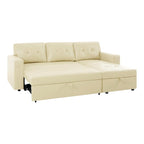 Convertible Reversible Sectional Sofa with Pull-Out Sleeper Bed, Hidden Storage Chaise, and Durable Legs