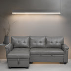 Reversible Sectional Sofa with Pull-Out Sleeper Bed, Hidden Storage Chaise, Durable Legs,