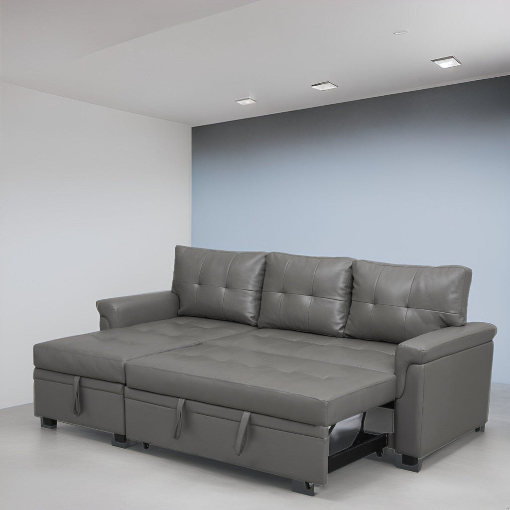 Reversible Sectional Sofa with Pull-Out Sleeper Bed, Hidden Storage Chaise, Durable Legs,