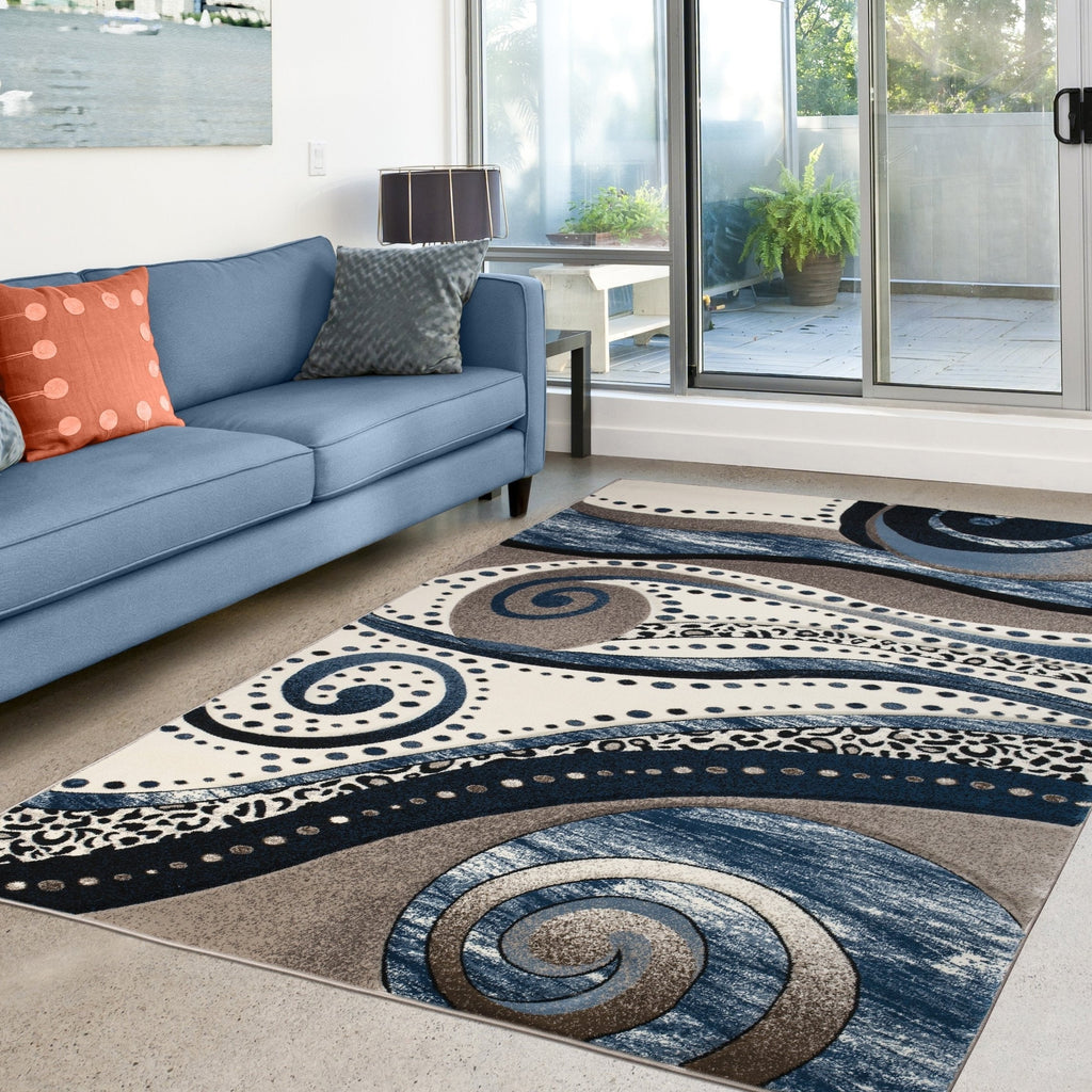 Rhodes Collection Abstract Swirl Area Rug