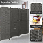 Room Divider 6 FT Tall Weave Fiber Freestanding Privacy Screen Folding Screen