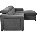 Roomfitters 103 Convertible Sectional Sofa with Storage Chaise, Adjustable Headrests, L-Shaped Sleeper Corner Sofa, Dark Gray