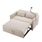 Roomfitters Convertible Loveseat Sofa Bed with USB Ports, Side Pockets, Cup Holders, and Swivel Phone Holder for Living Room
