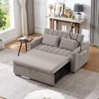 Roomfitters Convertible Loveseat Sofa Bed with USB Ports, Side Pockets, Cup Holders, and Swivel Phone Holder for Living Room