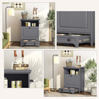 Roomfitters Dog Feeding Station with 2 Elevated Dog Bowls, Tilt Out Pet Feeding Cabinet Station