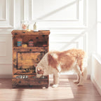 Roomfitters Dog Feeding Station with 2 Elevated Dog Bowls, Tilt Out Pet Feeding Cabinet Station