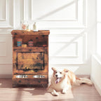 Roomfitters Dog Feeding Station with 2 Elevated Dog Bowls, Tilt Out Pet Feeding Cabinet Station