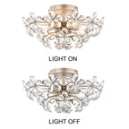 Rosa 6-Light Brushed Silver-ish Champagne Flower Crystal Flush Mount - 17.7 inches in diameter x 8.7 inches H