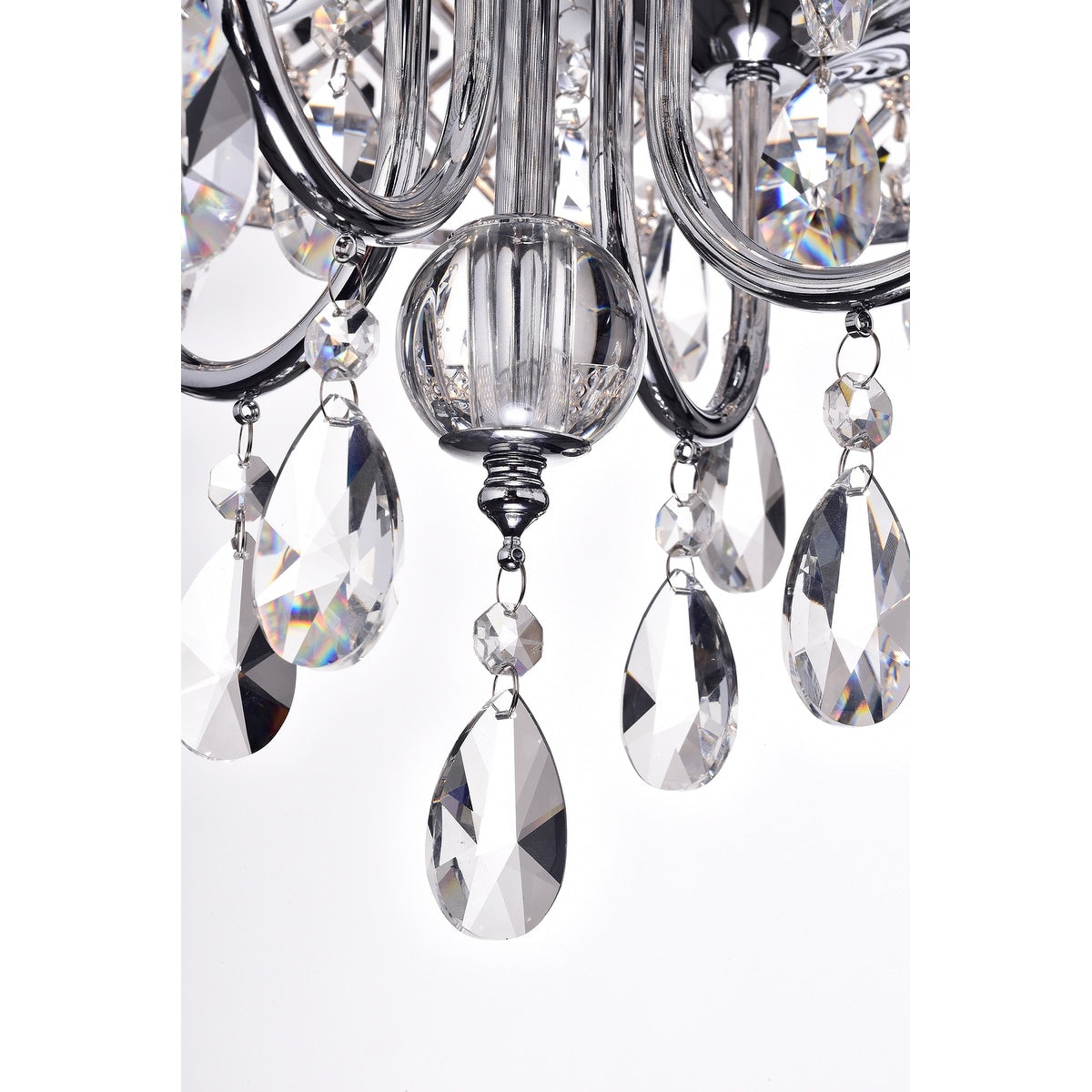 Round Beaded Drum Chandelier with Hanging Crystals