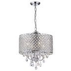 Round Beaded Drum Chandelier with Hanging Crystals