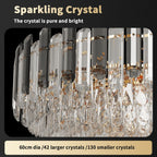 Round Layer Shining Crystal Ceiling Chandelier Lamp with 3 Color Lighting Pendant Light Fixture