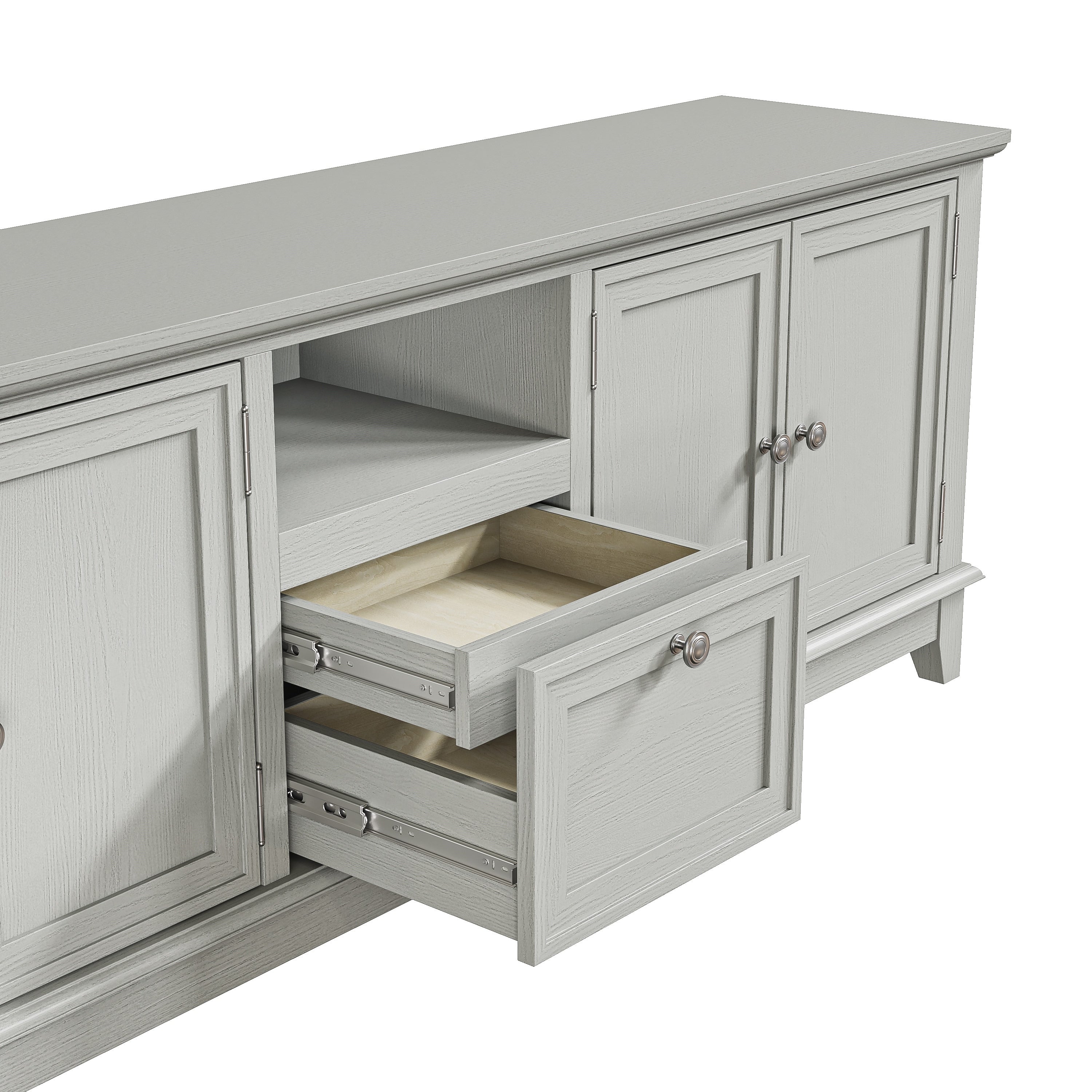 Rustic 72-Inch TV Stand with Adjustable Shelves, Hidden Storage - 72 in Width