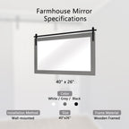 Rustic Farmhouse Mirror Vanity Mirror Solid Wood Frame with Metal Barn Style Mirror