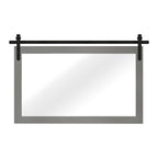 Rustic Farmhouse Mirror Vanity Mirror Solid Wood Frame with Metal Barn Style Mirror